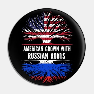 American Grown with Russian Roots USA Flag Pin