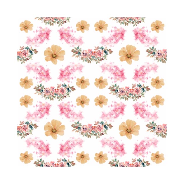 Flowers Pattern on White Background by ZesTees