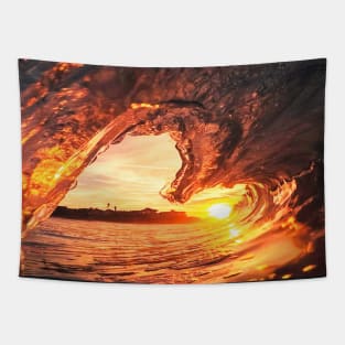 Sunset inside heart wave Tapestry