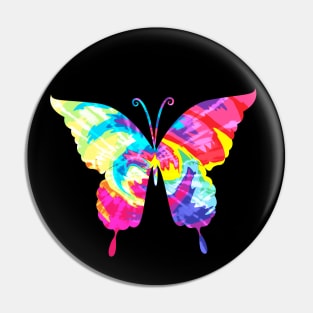 Tie Dye Rainbow Butterfly Colorful Art Pin