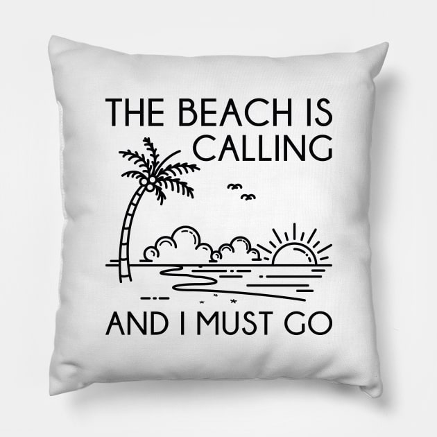 The Beach Is Calling Pillow by LuckyFoxDesigns