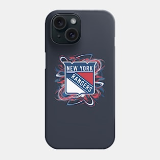 New York Rangers' logo, with bold geometric shapes and vibrant colors Phone Case