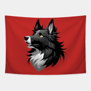 Stunning and Cool Belgian Sheepdog Monochrome and Gold Portrait for Father's Day Tapestry