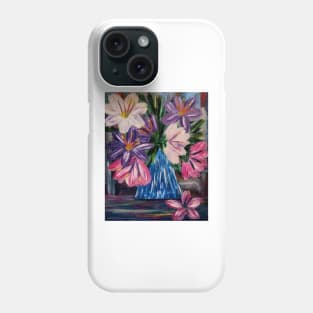 A beautiful lovely boutique of abstract vibrant colorful  flowers in a tall glass vase Phone Case