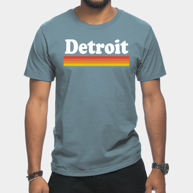 Disover Detroit, Michigan - MI Retro Sunset and Text - Detroit - T-Shirt