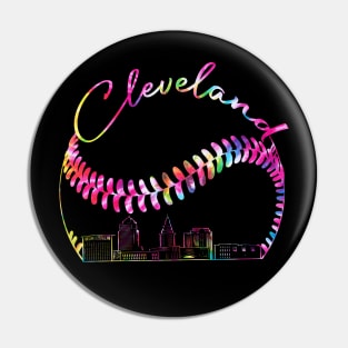 Tie dye, cleveland, skyline, baseball city, baseball lover Pin