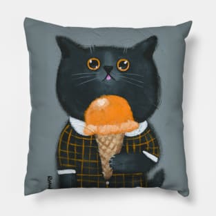 Cat With Pumpkin Ice Cream Pillow