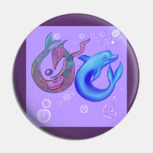 Little water dragon and dolphin friends Pin