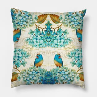 blue hydrangea botanical print Pillow
