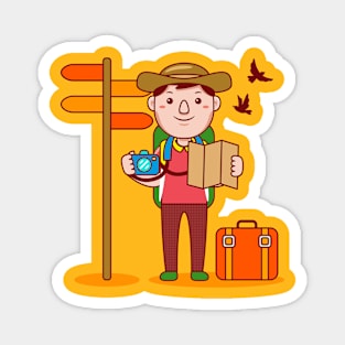 Cute Traveller Cartoon Magnet