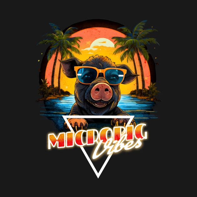 Retro Wave Happy Micro Pig Vibes by Miami Neon Designs