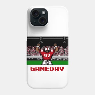 Red and White Football Gameday Retro 8 Bit Linebacker Phone Case