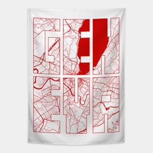 Geneva, Switzerland City Map Typography - Oriental Tapestry