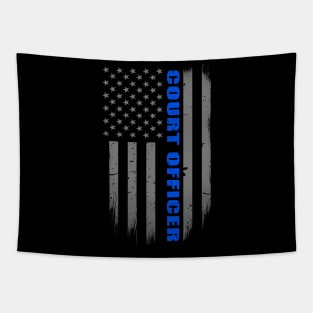 Court Officer Thin Blue Line Flag Tapestry