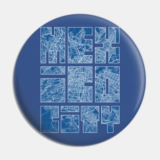 Mexico City Map Typography - Blueprint Pin