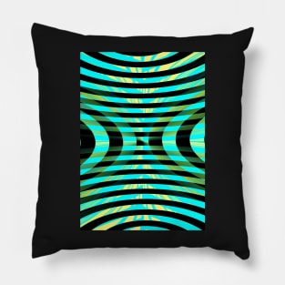 Contemporary Art Blue Green Geometric Composition Pillow