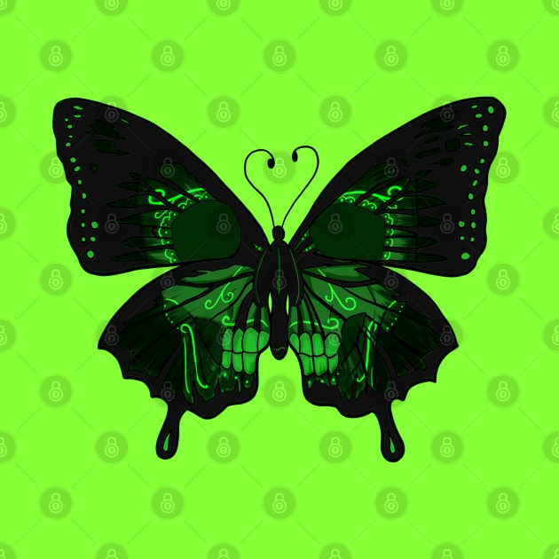 Green Butterfly skull by GhostFox_Designs