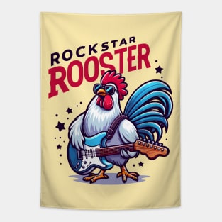 Rockstar Rooster: Feathered Guitarist Tapestry