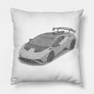 Lamborghini Huracan Sto - Grayscale version typographic art 2 Pillow