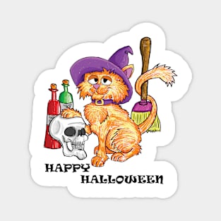 Halloween witch cat Magnet