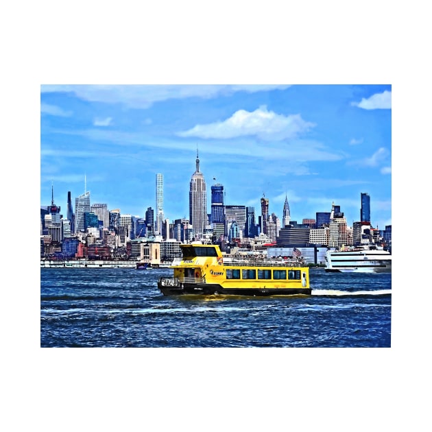 Manhattan NY - Ferry In Front Manhattan Skyline by SusanSavad