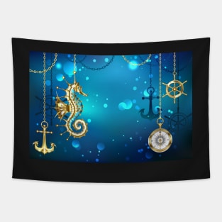 Submerged Mechanical Seahorse Tapestry