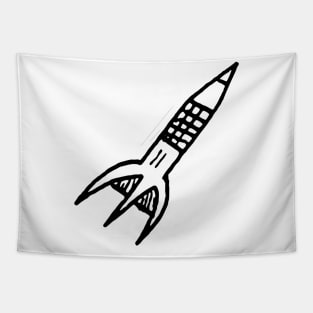 Space Rocket Doodle Art Tapestry