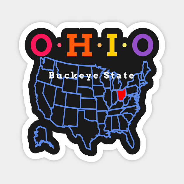 Ohio, USA. Buckeye State. (With Map) Magnet by Koolstudio