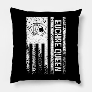 Euchre Queen US American Flag Pillow