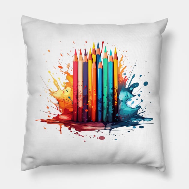 Pencil Watercolor Pillow by Happy Shirt