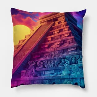 Mystical Echoes: Maya Art Revived in Vibrant Illustrations Pillow