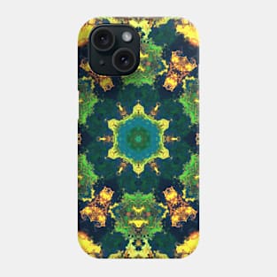 Psychedelic Kaleidoscope Yellow Blue and Green Phone Case