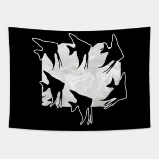 Currents Liquid Abstract Platinum Angelfish Silhouette Tapestry