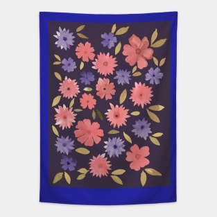 Loose floral - dusty pink on purple Tapestry