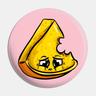 The Half Eaten Sad Cheese Cartoon Pin