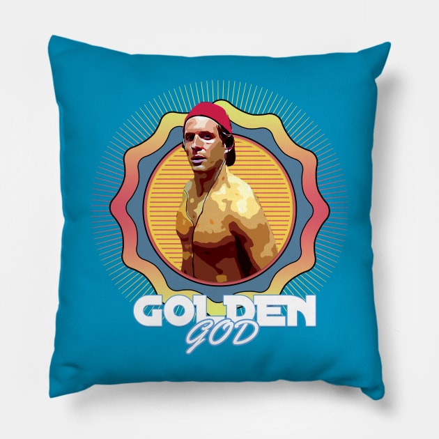 Golden God Retro Aesthetic Pillow by Tv Moments