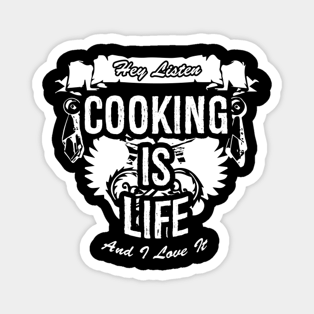 Cooking Is Life Creative Job Typography Design Magnet by Stylomart