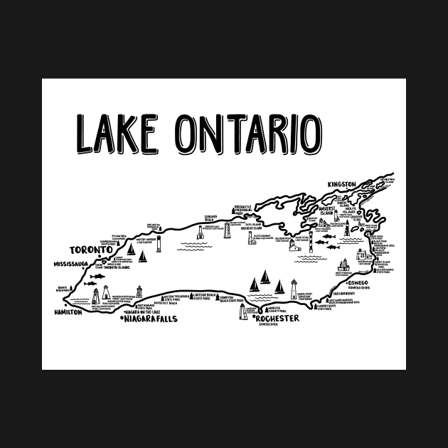 Lake Ontario Map by fiberandgloss