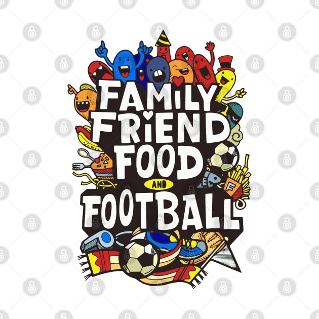 doodle family friend food n football by Mako Design 