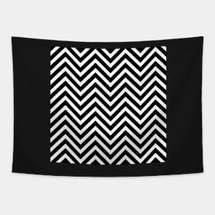 Black and White Chevron Pattern Tapestry