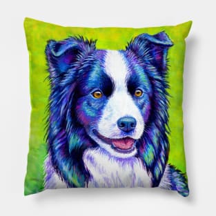 Watchful Eye Colorful Border Collie Dog Pillow