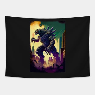 Monster giant robot attacking the city Tapestry