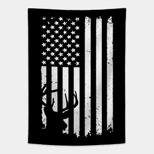 Deer Hunting American Flag Tapestry