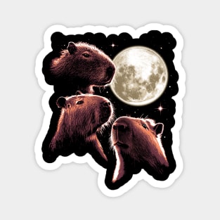 Three Capybara Moon Funny Capybara Meme Mystical Capybara Magnet