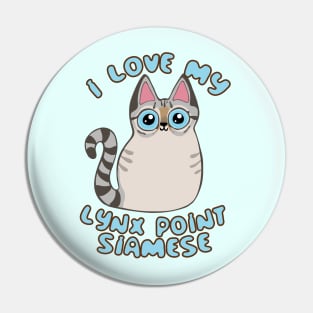 I Love My Lynx Point Siamese Cat Cute Kawaii Chibi Kitty Pin