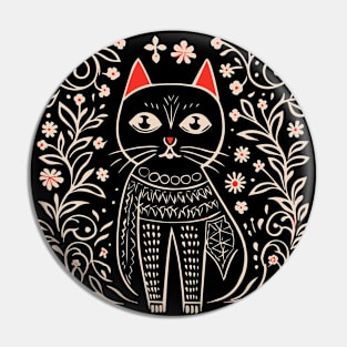 Lino Cut Cat Pin