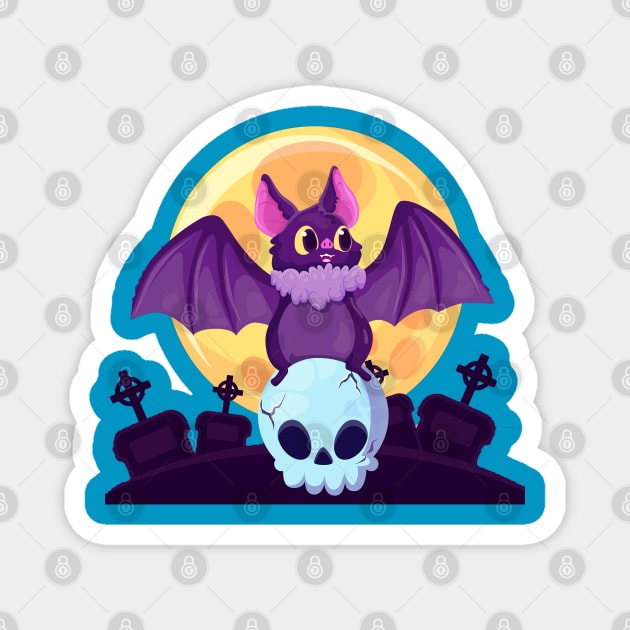 BAT & SKULL design Magnet by Mako Design 