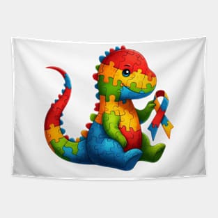 Dinosaur Puzzle Ribbon Autism Awareness Gift for Birthday, Mother's Day, Thanksgiving, Christmas Tapestry