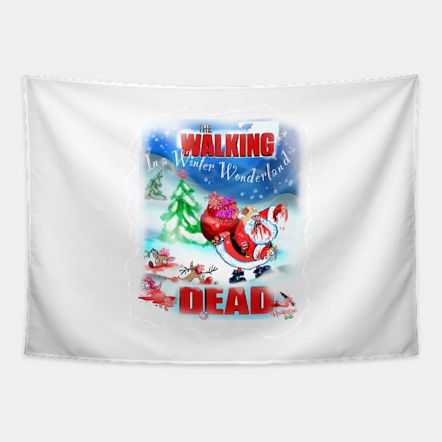 the Walking in a Winter Wonderland Dead Tapestry by Haringtoons