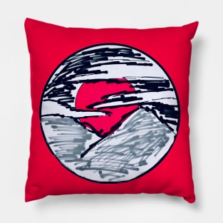 Abstract Mountain Scene Pillow